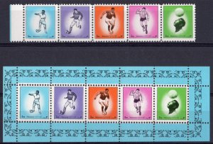 MANAMA  1972 Football World Cup Germany '74 Strip of 5 Set + S/S MNH