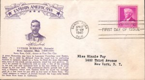 #876 Luther Burbank Crosby FDC
