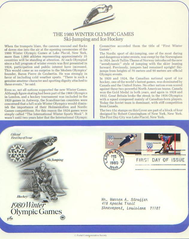 Olympic Games 80, FDC's (USHFDC1797-8)