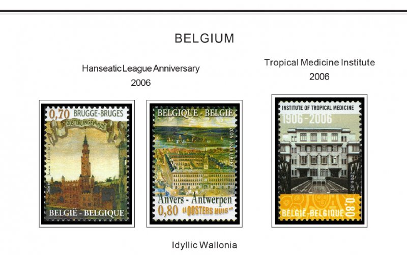 COLOR PRINTED BELGIUM 2000-2010 STAMP ALBUM PAGES (155 illustrated pages)