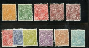 AUSTRALIA 1926/30 GEO V  SCOTT# 68/78 SG# 94/104 MINT HINGED--SCOTT VALUE $271 