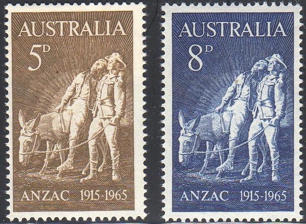 Australia 385-86 - Mint-NH - Simpson & His Donkey (1965) ($1.65)