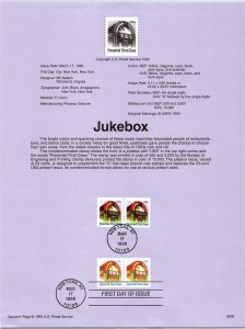 USPS SOUVENIR PAGE THE JUKEBOX MUSIC MACHINE 2 PAIR PRE-SORTED FIRST CLASS 1995