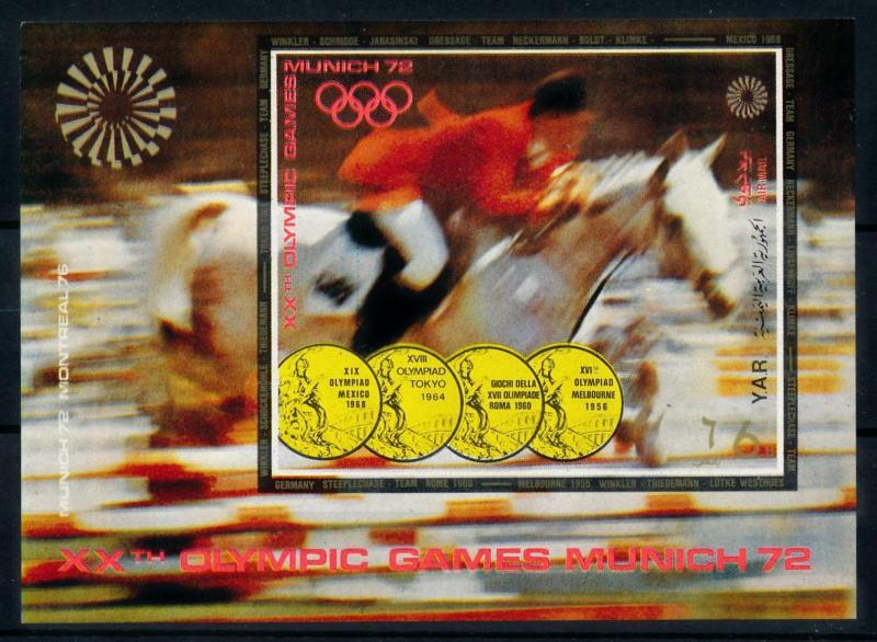 [77663] Yemen YAR 1971 Olympic Games Munich Equestrian Horse Imperf. Sheet MNH