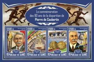 Guinea - 2017 Pierre de Coubertin - 4 Stamp Sheet - GU17303a