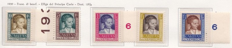 1930 Luxembourg, Luxembourg, N° 226/230 'Caritas Pro Builders' 5 Val. MNH