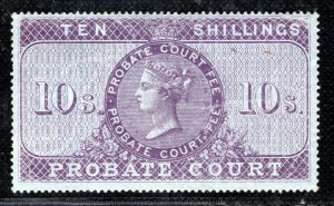 GB QV Revenue Stamp 10s Lilac PROBATE COURT High Value (1858) Mint MM GWHITE30