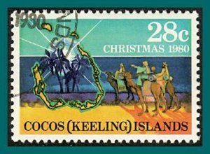 Cocos 1980 Christmas, 28c used  #54,SG51