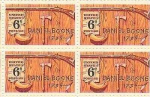 1968 Daniel Boone Block of 4 6c Postage Stamps, Sc# 1357, MNH, OG