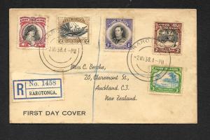 COOK ISLANDS 1938 REGISTERED FDC PICTORIALS TO NZ