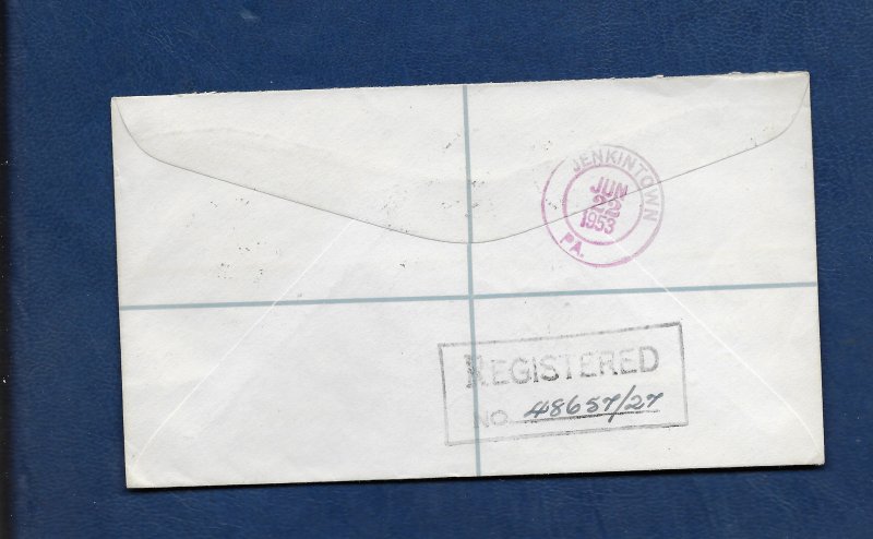 GRENADA  REGISTERED COVER BEARING 1951 $2.50 TOP VALUE