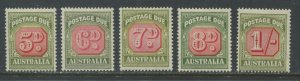 Australia 1947-57 5d to 1/ Postage Dues mint NH