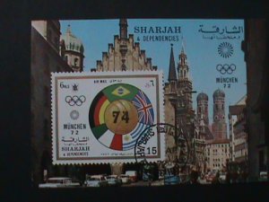 SHARJAH-1972- OLYMPIC GAMES- MUNCHEN'72-CTO FANCY CANCEL -IMPERF S/S-VF