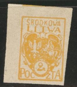 CENTRAL LITHUANIA  Scott 6 Imperf MNG 1921