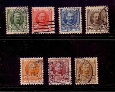 Denmark Sc 72-8 1907 Frederk VII stamps used