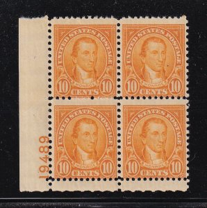 1927 Monroe Sc 642 10c orange MNH with full original gum, plate block of 4 (E2