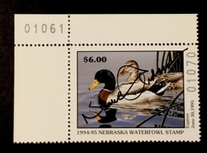 NEBRASKA STATE DUCK SCOTT# 4  - SIGNED BY ARTIST  -   NEAL ANDERSON   - MNH. -