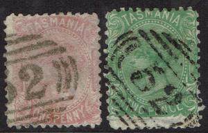 TASMANIA 1870 QV 1D AND 2D WMK 10 AND 2 USED 