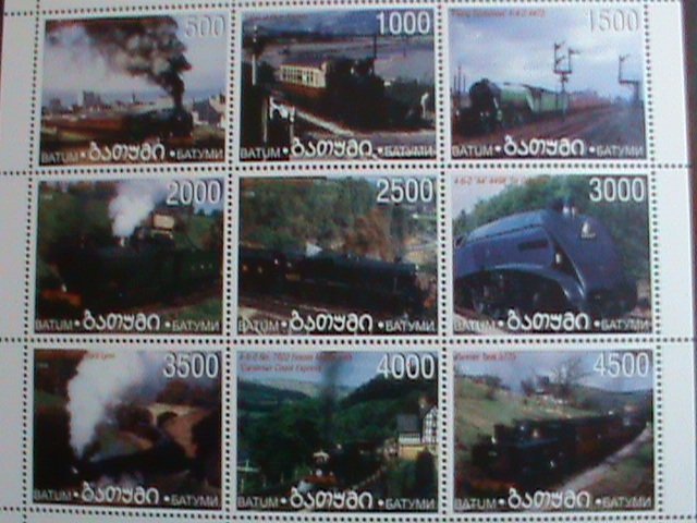 ​RUSSIA-BATUM-STAMP-1998 WORLD FAMOUS TRAINS MNH SHEET VERY FINE CONDITION