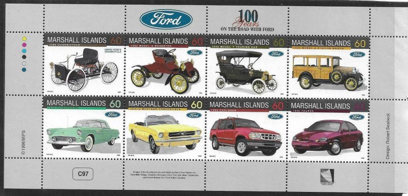 1996    MARSHALL ISLANDS  -  SG.  713 / 720 - SHEETLET  - FORD MOTORS -  MNH