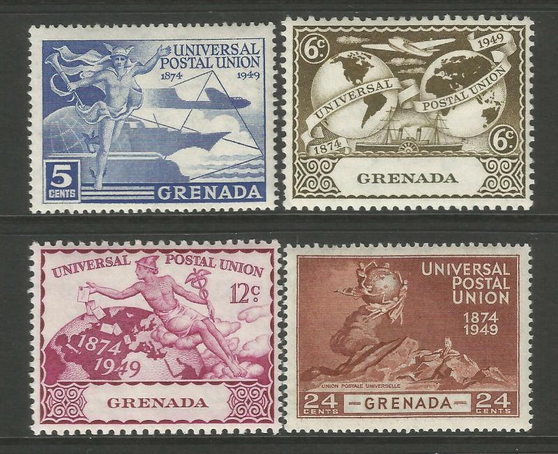 Grenada 1949 UPU 75th Anniversary Commemorative Set Mounted Mint 