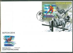 CENTRAL AFRICA  2014 SOCHI WINTER OLYMPICS 2014  S/S FIRST DAY COVER