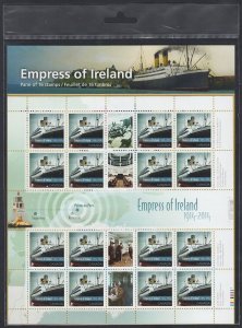 RMS EMPRESS OF IRELAND = SHIP = SEALED sheet of 16 = Canada 2014 #2745 MNH