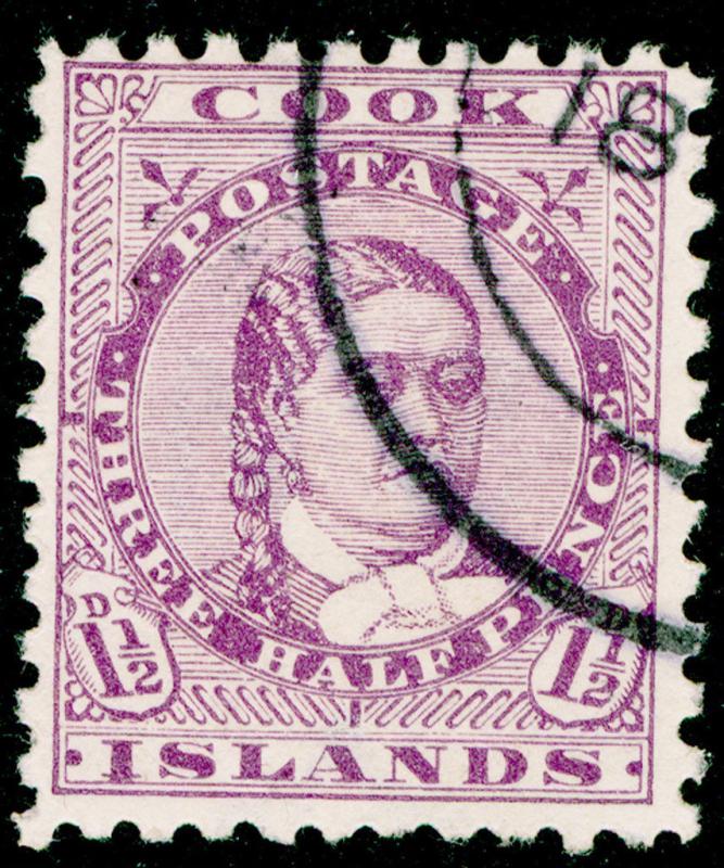 COOK ISLANDS  SG14, 1½d deep lilac, FINE USED, CDS.