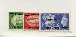 KUWAIT  SCOTT #99/101 GEORGE VI DEFINITIVE OVERPRINTS MINT LIGHT HINGED