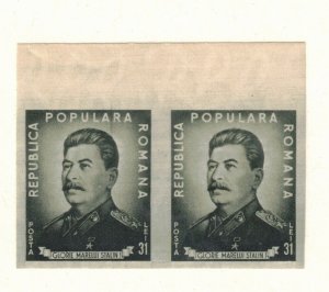 Romania Sc 718 MNH Color Variation Imperf, OG,1948 - Joseph Stalin 70th Birthday