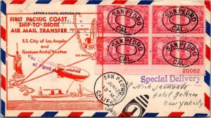 1931 California USA USS Los Angeles Aviation Cover To Gotham Hotel in NY