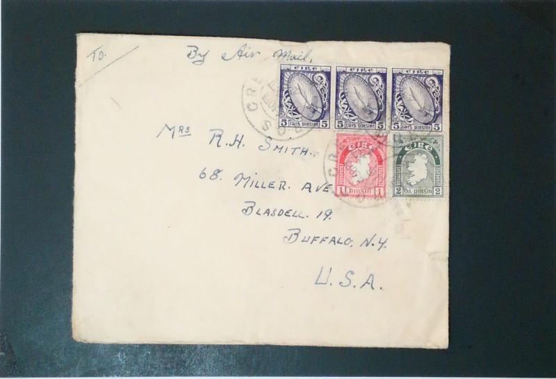 Ireland 1947 Airmail Cover to USA , 18p Value - Z3330