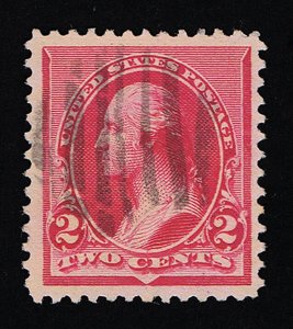 GENUINE SCOTT #220 VF-XF USED 1890 CARMINE ABNC PRINTING 100% SOUND GRID CANCEL