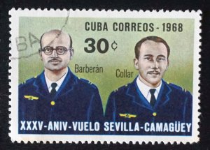 Cuba Sc# 1337  FLIGHT Seville to Camaguey AVIATION  30c 1968 used cto