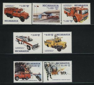 Fire Trucks by Nicaragua MNH Sc 1477-83