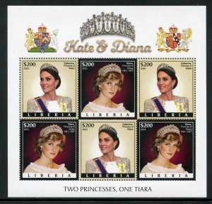 LIBERIA 2023 TWO PRINCESSES ONE TIARA: KATE & DIANA SHEET MINT NH