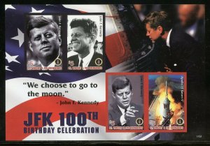 ST VINCENT GR 2017 100th BIRTHDAY PRESIDENT JOHN F. KENNEDY IMPERF SHT II MINT