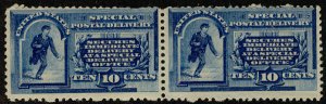 USA #E1 Fine+ OG NH, Pair, gum is pristine, faint gum bends, high catalog val...