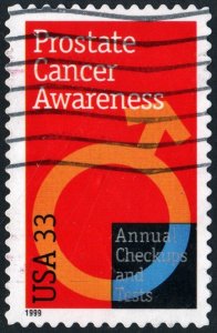 SC#3315 33¢ Prostate Cancer Awareness Single (1999) Used