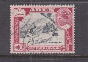 ADEN, QU'AITI STATE, 1963 10s. Black & Lake, used.