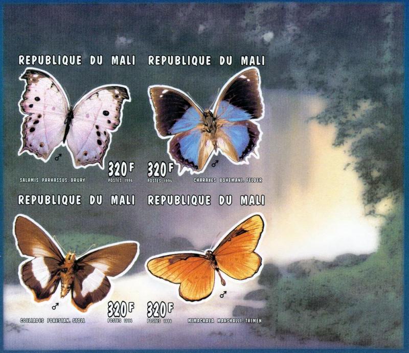 Mali 1996 Butterflies Shlt (4) MNH Imperf. Sc # 811 