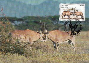 Eritrea 1996 Maxicard Sc #261c 3b Beisa oryx WWF