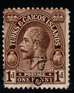TURKS & CAICOS IS. SG164 1922 1d BROWN FINE USED