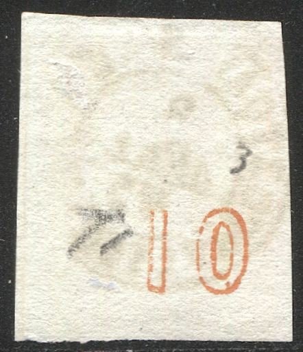 GREECE 1868 Sc 26 10L pale orange Hermes on blue Used, F, ARGOSTOLION cancel