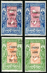 St. Pierre & Miquelon Stamps # 216a-18a MH VF Rare set Scott Value $1,185.00