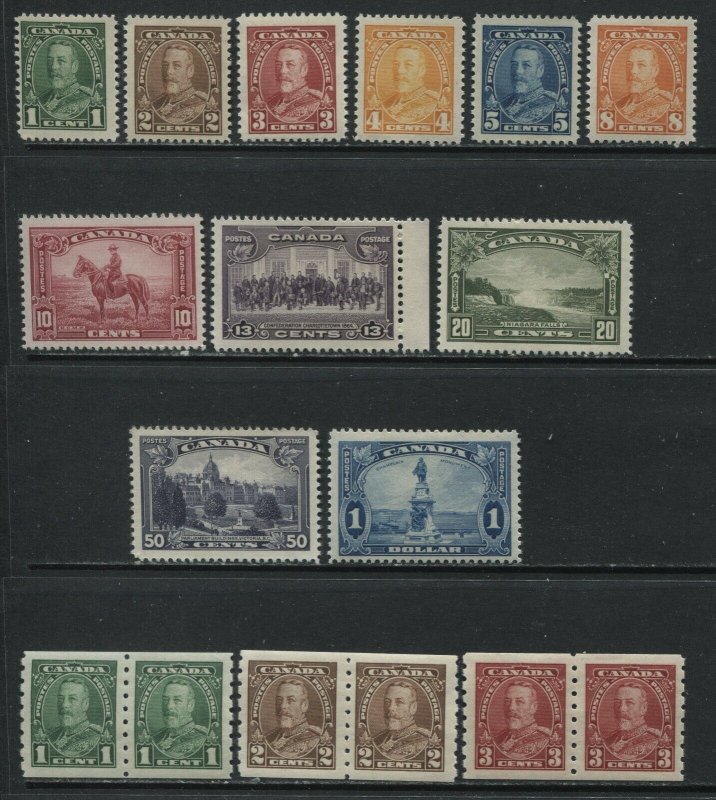 Canada 1935 set to $1 and the 3 Coil Pairs unmounted mint NH