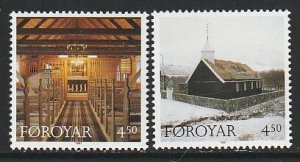 1997 Faroe Islands - Sc 328-9 - MNH VF - 2 single - Hvalvik church