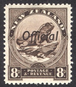 New Zealand 1942 8d Brown Official Perf 12.5 Scott O68Bv SG 128 MLH Cat $8++