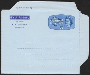 St KITTS Aerogramme 5c Queen c1960s Unused