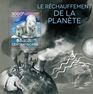 CENTRAFRICAINE 2014 SHEET GLOBAL WARMING POLAR BEARS WILDLIFE